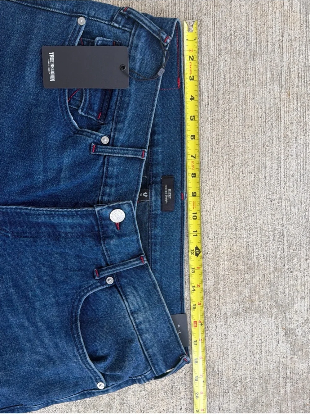 $164 True Religion Men’s Ricky SN Flap Straight Denim Jeans Size 36 X 32 NWT